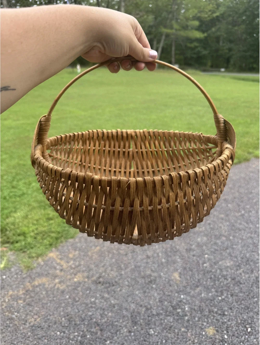 Vintage Handwoven Natural Wicker Basket with Handle